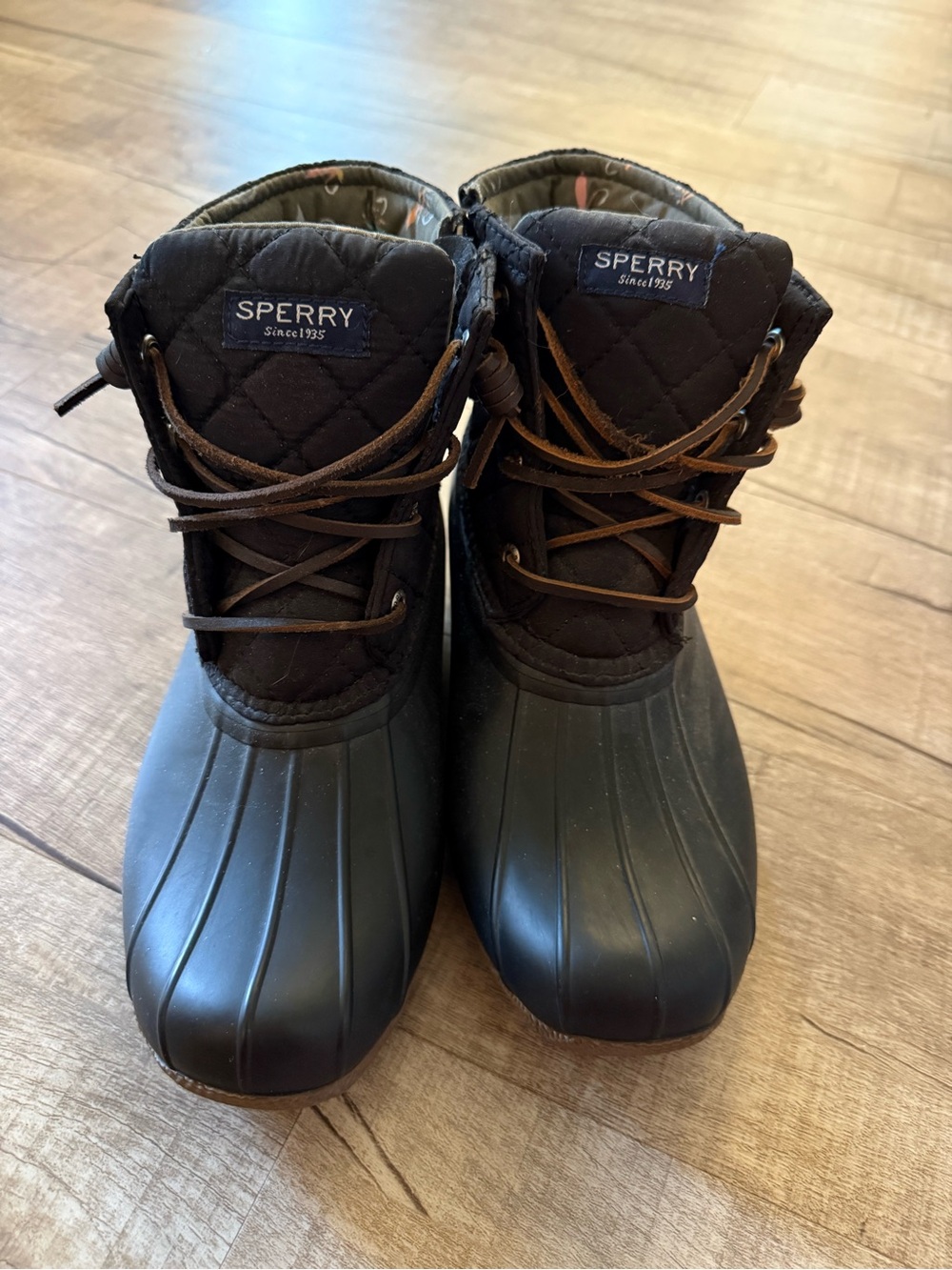 Sperry Black and Brown Women's Winter Rain Duck Boots